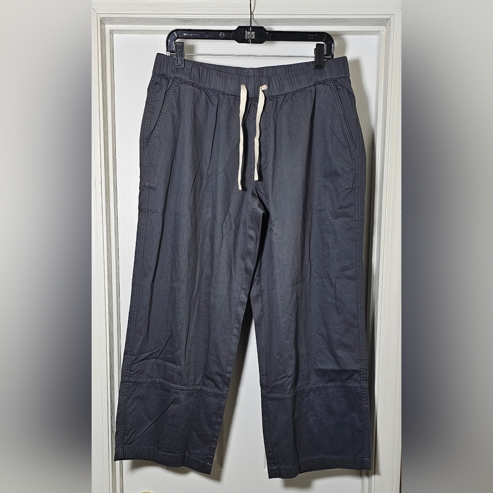 Pact Daily Twill Crop Women's Pants Storm Size Large Wide Leg Cotton